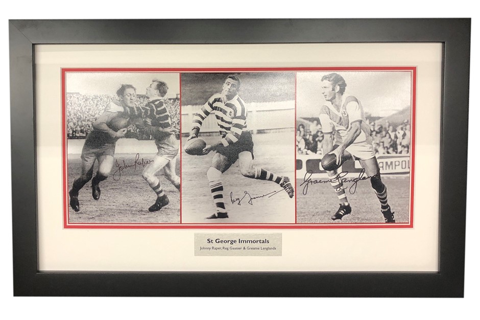 TRIPLE SIGNED GASNIER, RAPER, LANGLANDS ST GEORGE IMMORTALS PHOTO ...