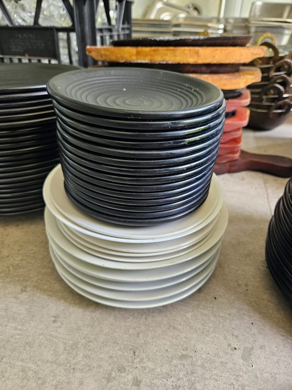 10x Small Black Melamine Side Plates