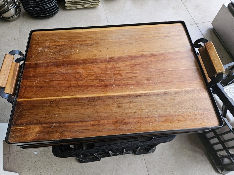 3x Wooden Serving Trays with handles