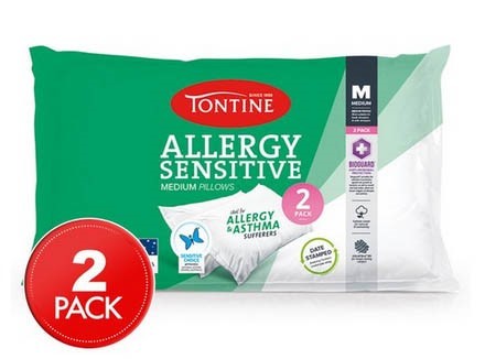 TONTINE Allergy Sensitive Medium Profile Pillows 2pk N.B. Damaged Outer Pac