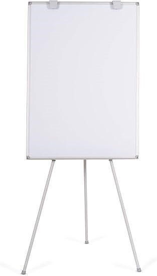 BOARDSPLUS Flipchart Easel, Grey Tripod and Aluminium Frame, Magnetic White