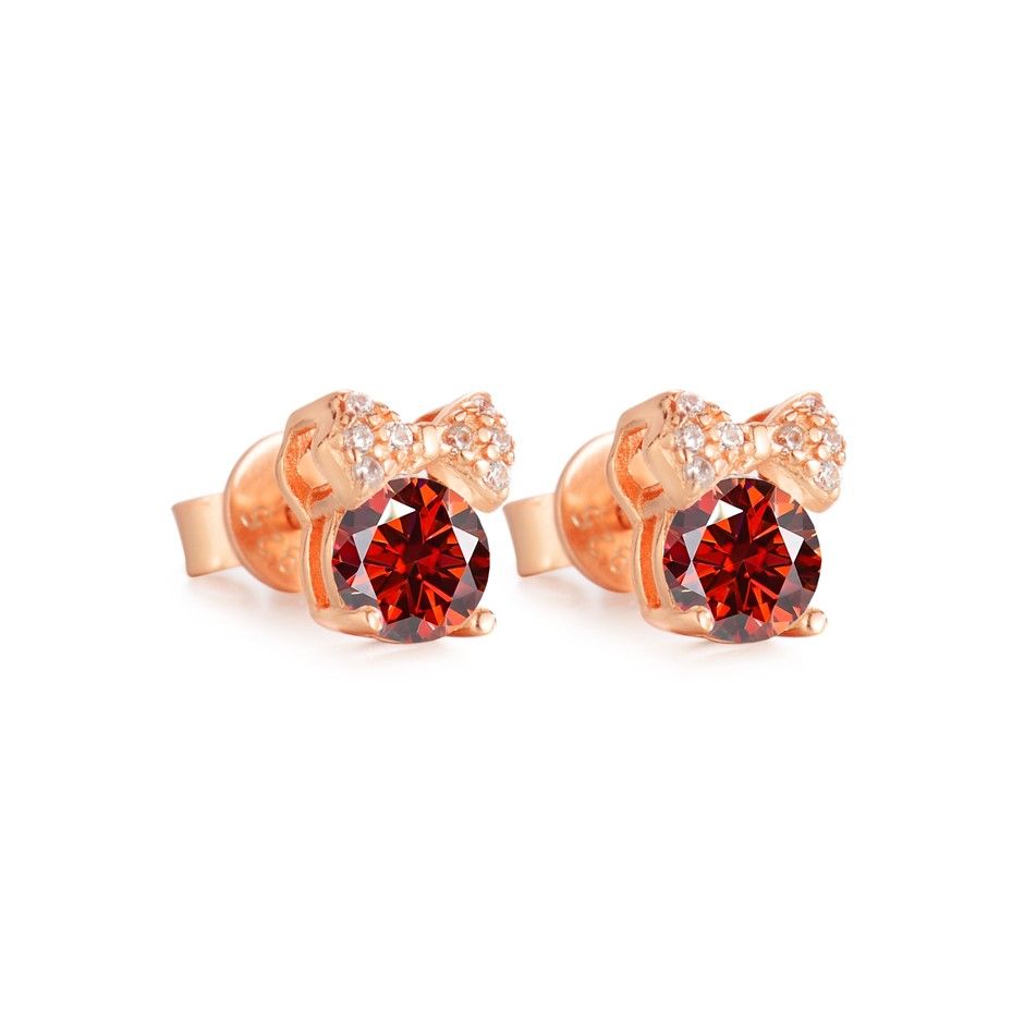 GRA-certified 2.00-Carat Red Moissanite Earrings