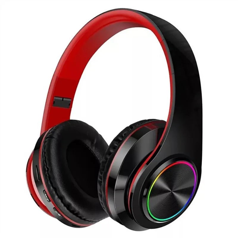 Wireless Bluetooth Headphone with Colorful Lights(Red)