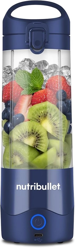 NUTRIBULLET Portable Blender, 475ml Cup, USB-C Charging Cable, Navy. NB: Ha