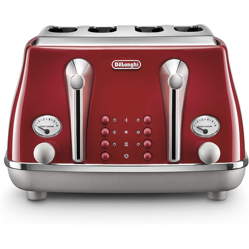 DE'LONGHI Icona Capitals 4 Slice Toaster, 1800W, Red, CTOC4003R. NB: Minor