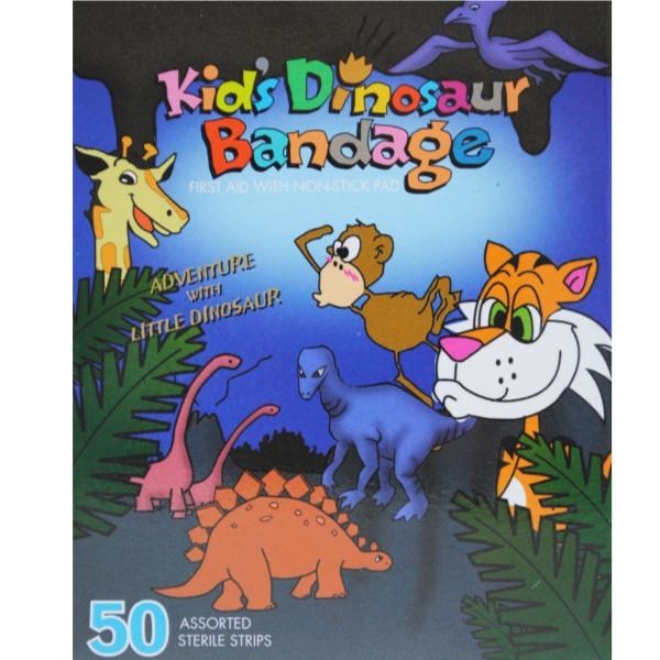 144 x Kids PK50 Dinosaur Bandaids Asst