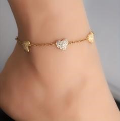 Elegant 18K Yellow Gold plated Simulated Diamond Anklet