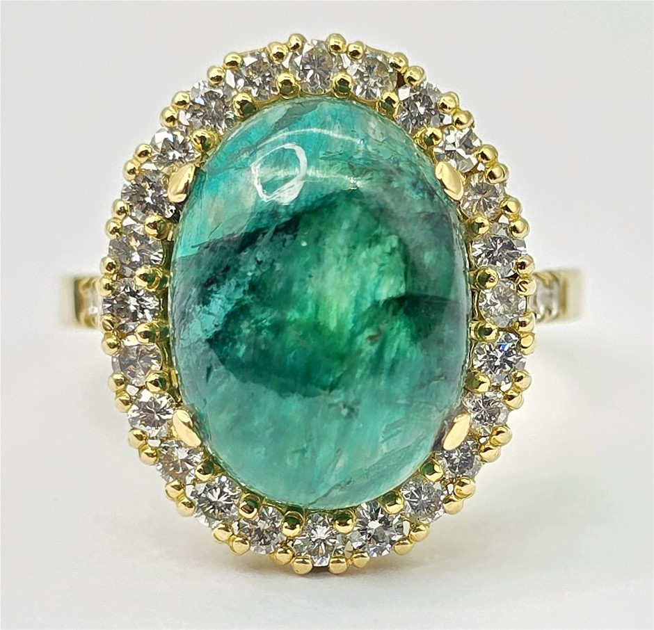 No Reserve Massive 5.71 Carat Emerald And Diamond Ring