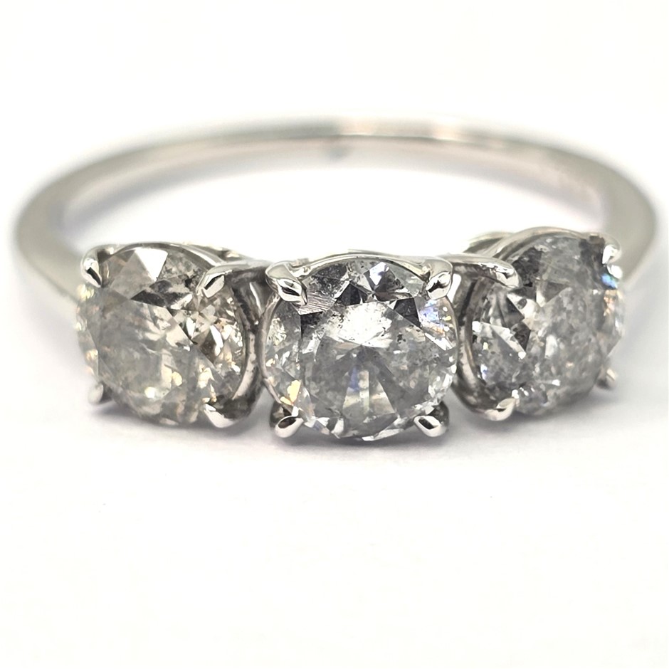 No Reserve 1.60ct Diamond Trilogy White Gold Engagement