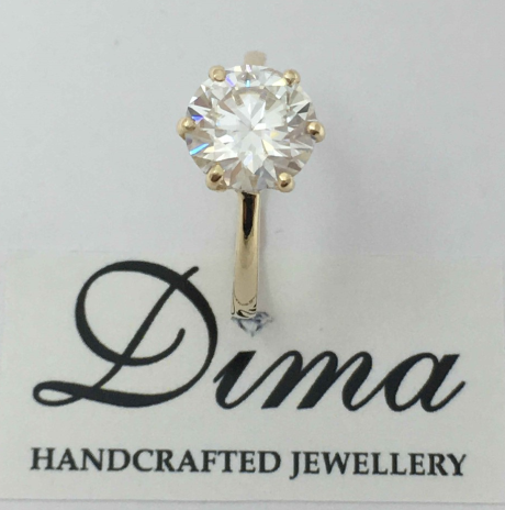 9ct Yellow Gold, 2.58 Moissanite Ring