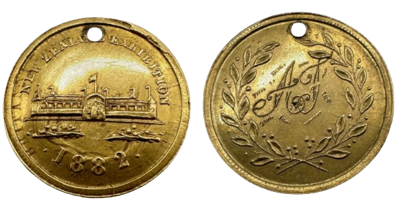 New Zealand International Exhibition, Christchurch, 1882, struck in gold (22ct, 3.9g, 19mm)