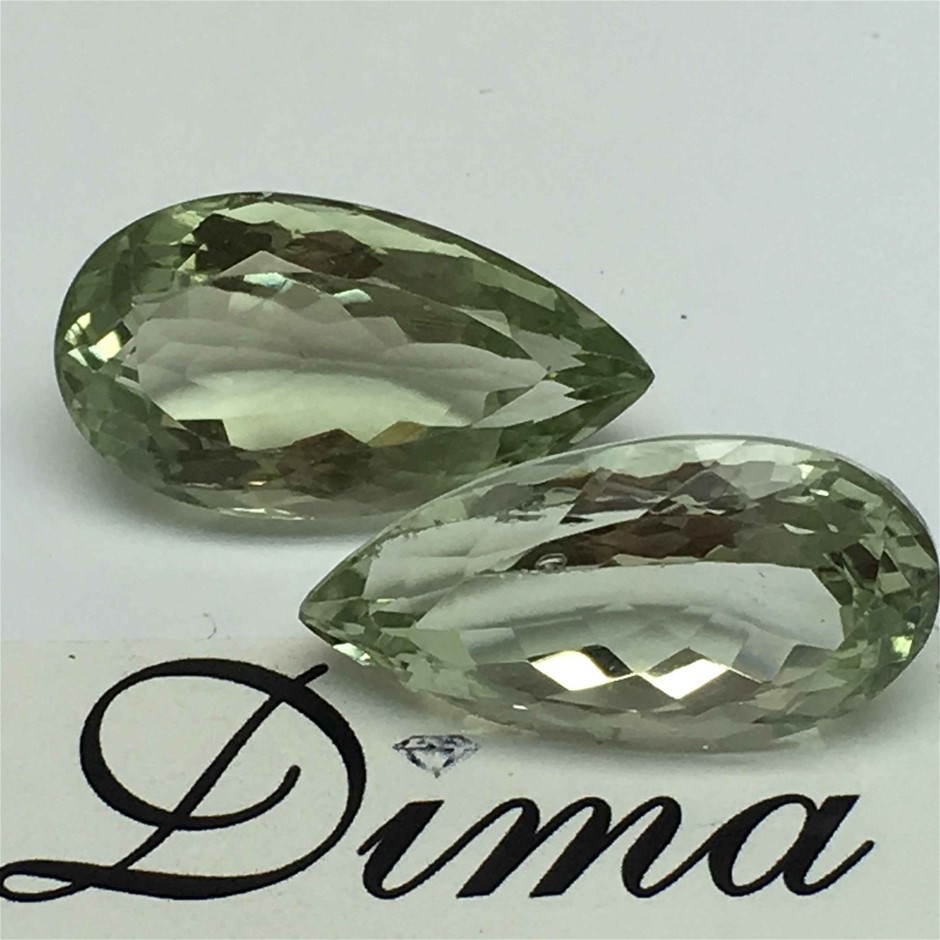 Two Stones Green Amethyst Pear 38.00ct