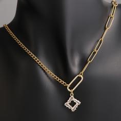 Elegant 18K Yellow Gold plated Simulated Diamond Necklace