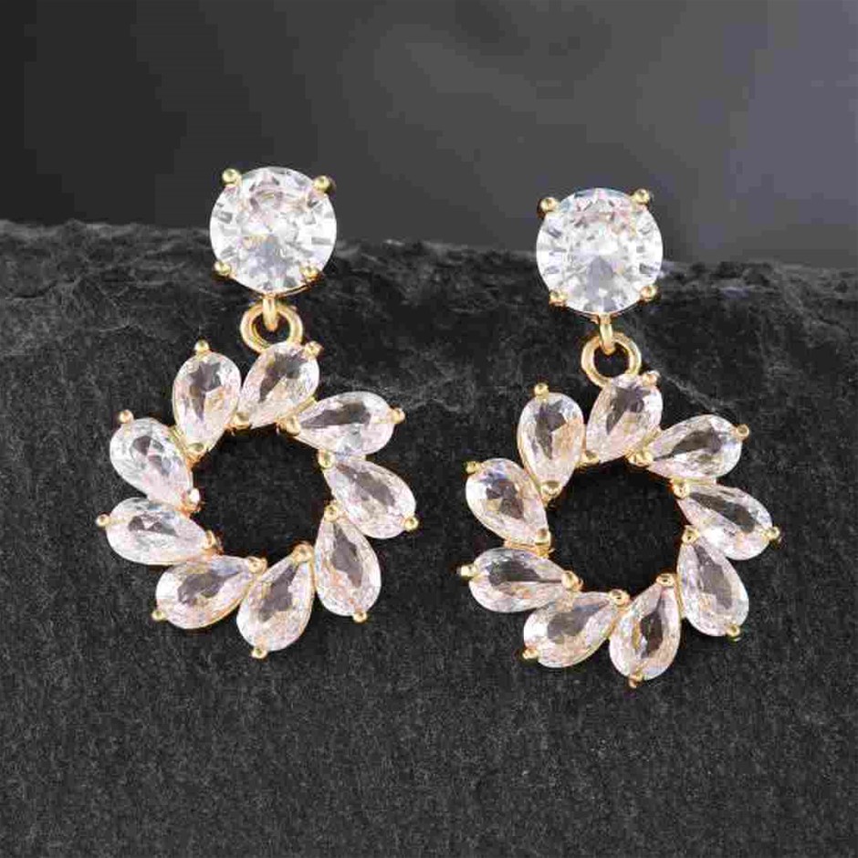 Elegant 18K Yellow Gold plated Simulated Diamond Earrings