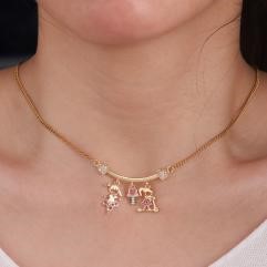 Elegant 18K Yellow Gold plated Simulated Diamond Necklace