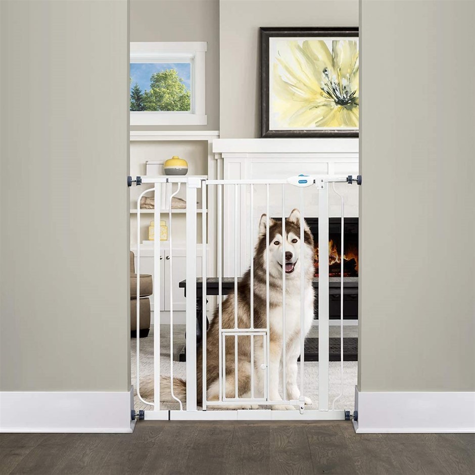 CARLSON PET PRODUCTS 36-Inch Extra Tall Pet Gate, 10" x 7" door. NB: Damage