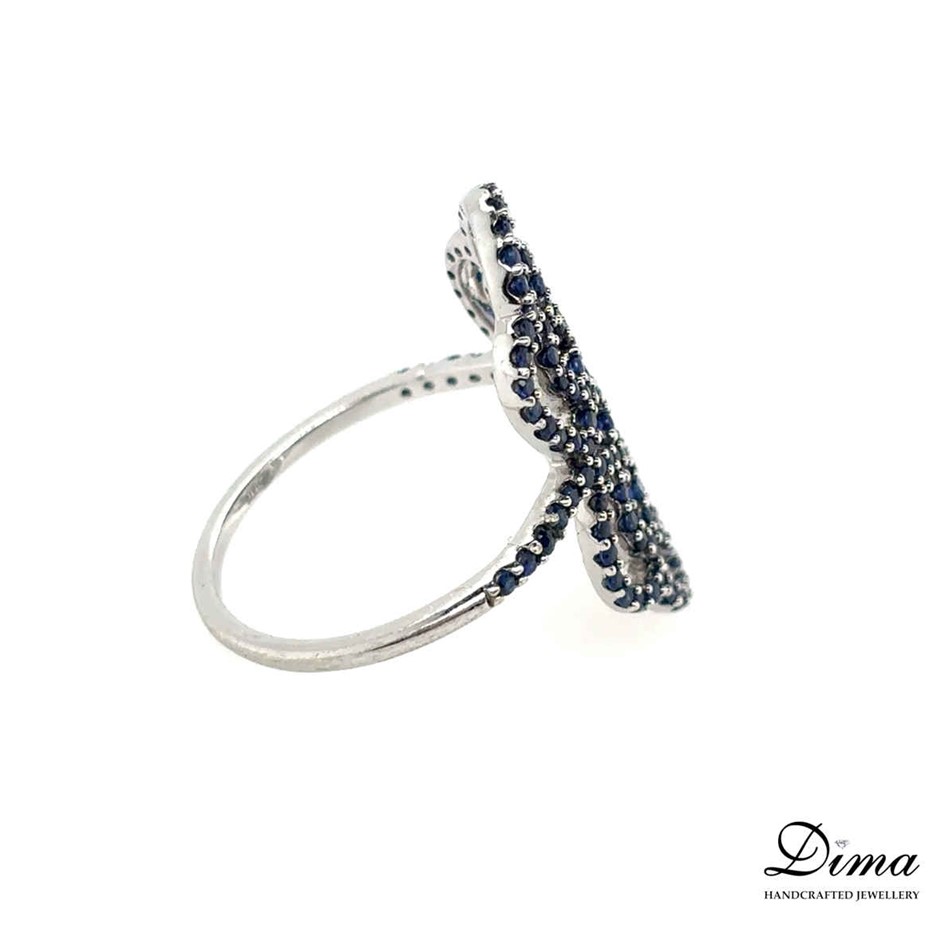 9K White Gold Ring Natural Blue Sapphire Ring