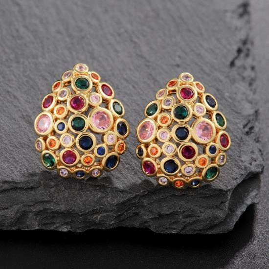 Elegant 18K Yellow Gold plated Simulated Diamond Earrings