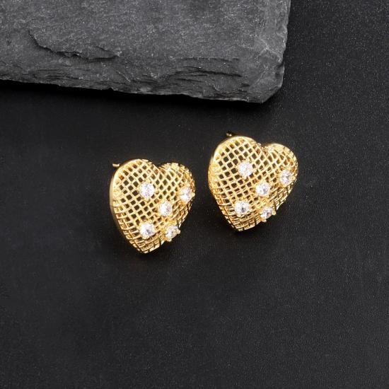 Elegant 18K Yellow Gold plated Simulated Diamond Earrings