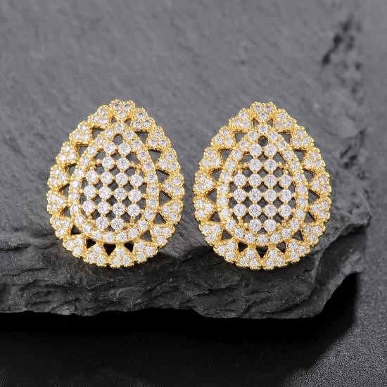 Elegant 18K Yellow Gold plated Simulated Diamond Earrings