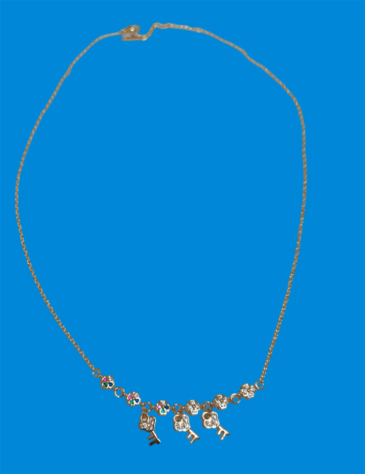Elegant 18K Yellow Gold plated Simulated Diamond Necklace