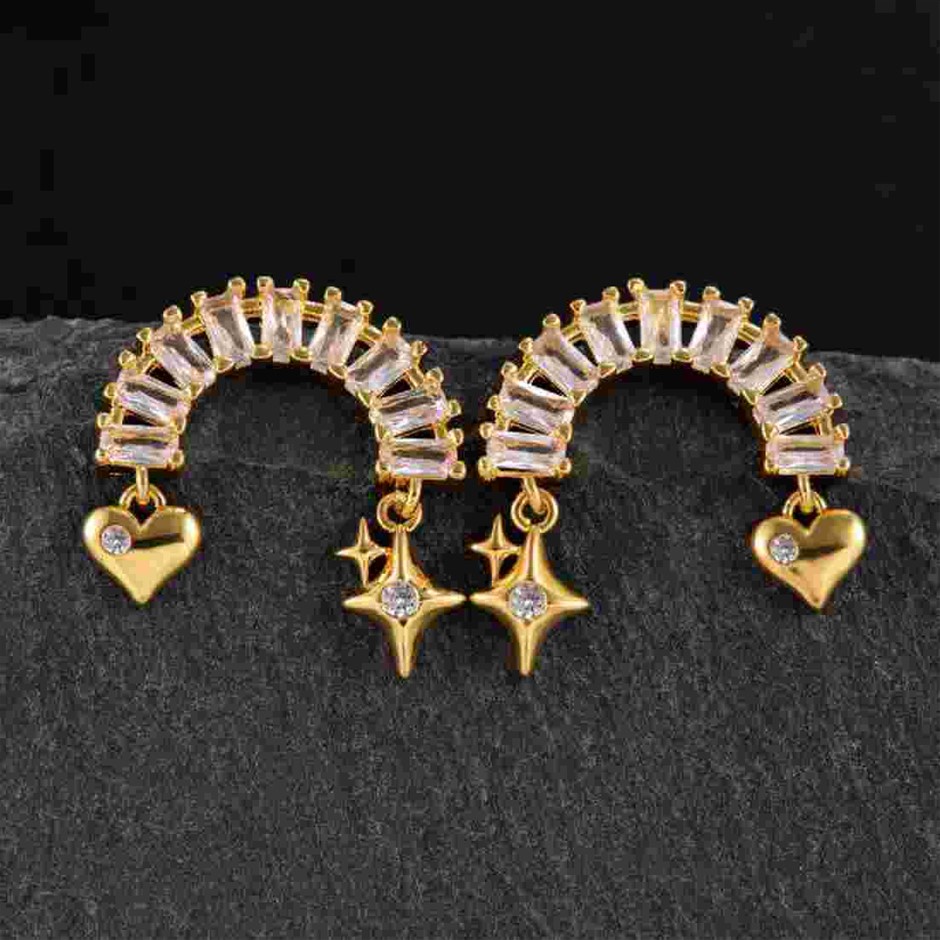 Elegant 18K Yellow Gold plated Simulated Diamond Earrings