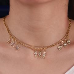 Elegant 18K Yellow Gold plated Simulated Diamond Necklace