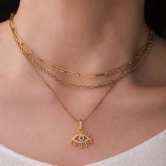 Elegant 18K Yellow Gold plated Simulated Diamond Necklace