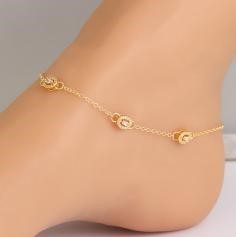 Elegant 18K Yellow Gold plated Simulated Diamond Anklet