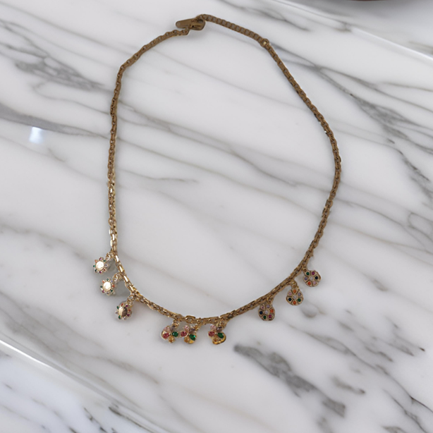 Elegant 18K Yellow Gold plated Simulated Diamond Necklace