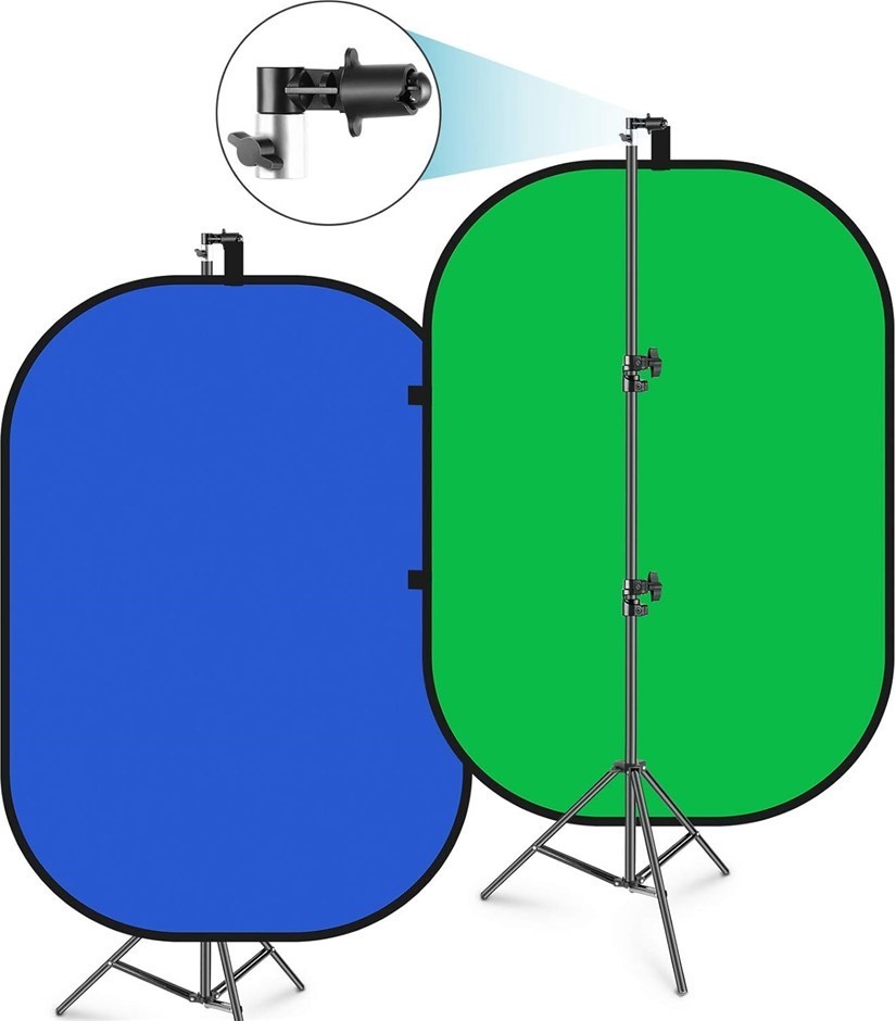 NEEWER 2-in-1 Collapsible Green & Blue Screen with Stand, 1.5x2m.