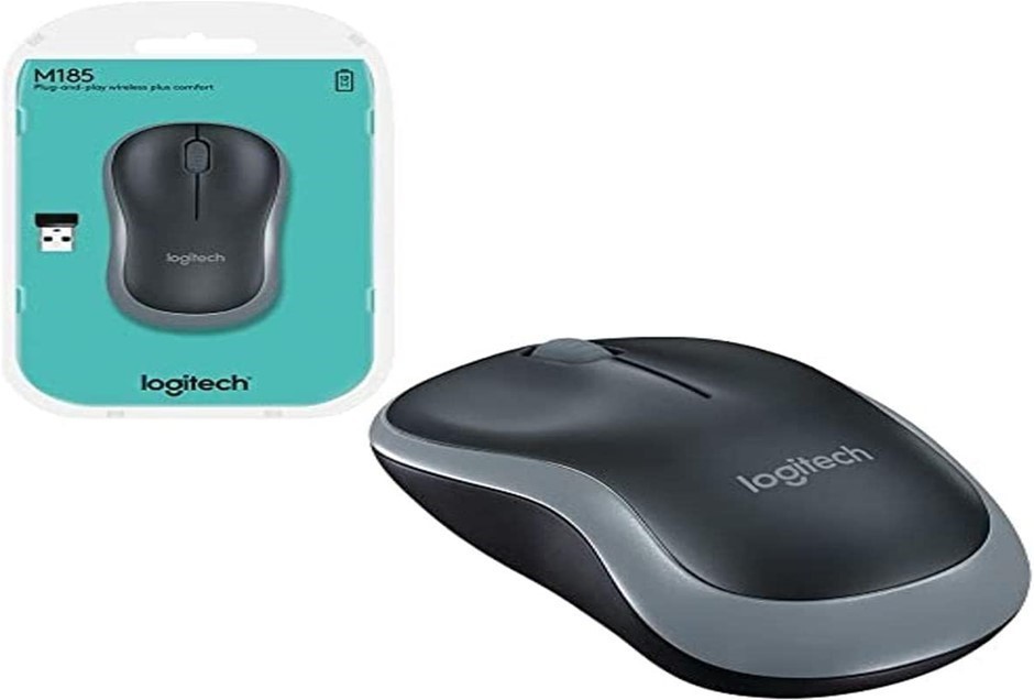 LOGITECH M185 Wireless Mouse, 2.4GHz with USB Mini Receiver, 12-Month Batte