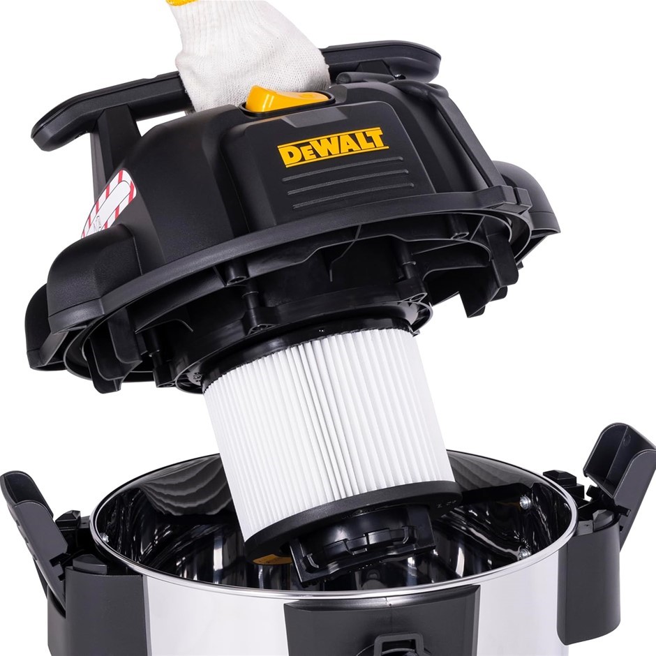 DEWALT 1250W 38L Wet and Dry Vacuum - Extra Large Capacity Stainless Steel