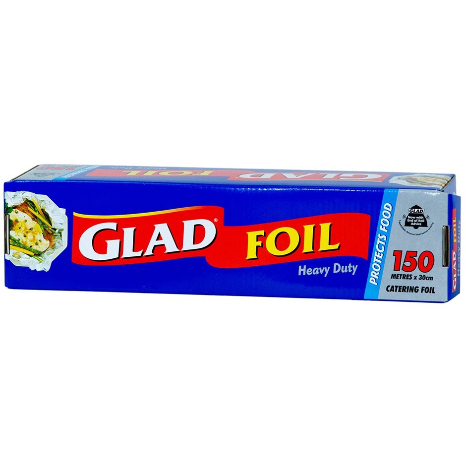 2 x GLAD Foil Heavy Duty, 150m x 30cm. N.B. Damaged packaging & some to lit