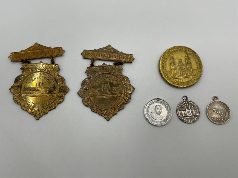 6 x Asstd. Medals incl. NZI Exhibition & Death of Seddon, Cir.1906-07, rare