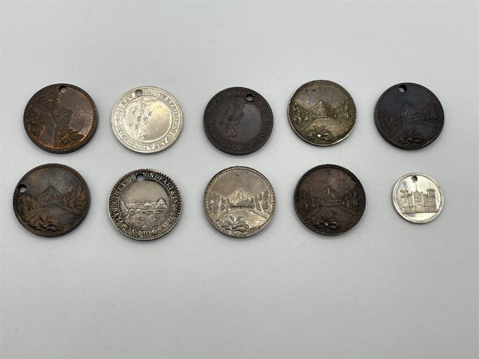 10 x Asstd. Exhibition medals incl. New Plymouth, Hawera, Circa 1904, rare