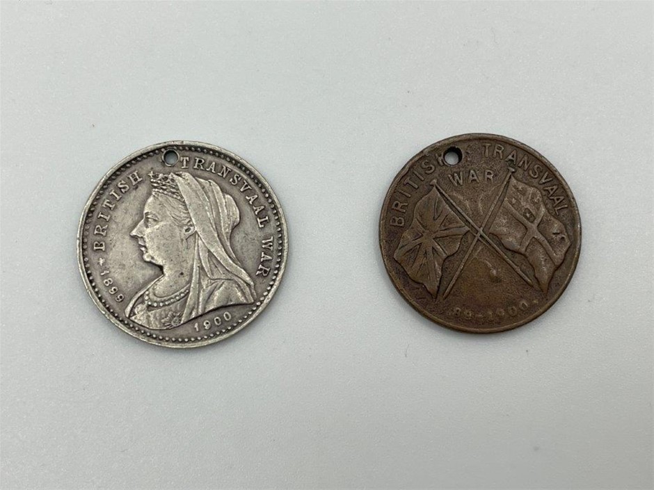 2 x South African War Medals, 1899-1900, in Copper and Silver