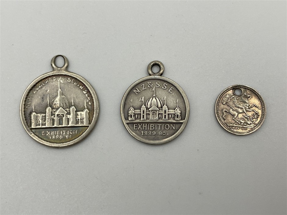 3 x 1889-90 New Zealand & South Seas Exhibition silver medals