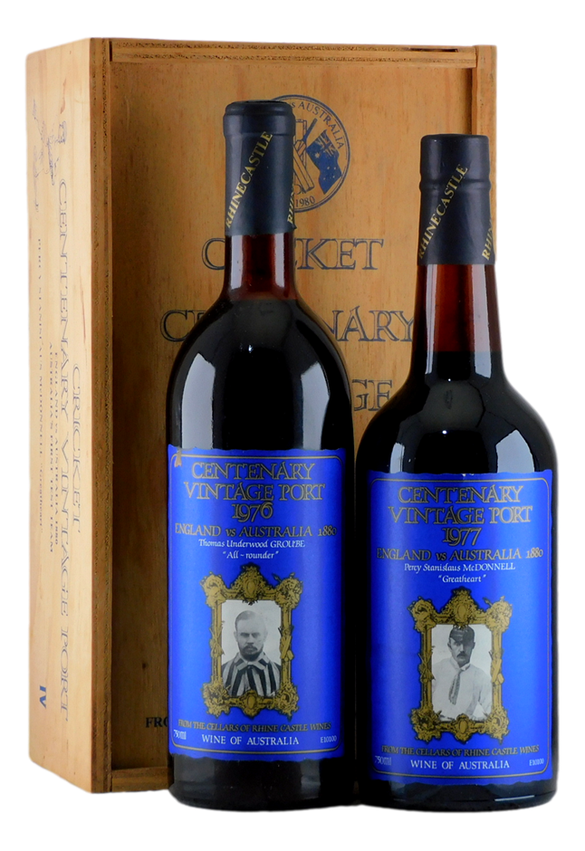 Rhine Castle Wines Cricket Centenary 1977 & 1976 Vintage Port (2x