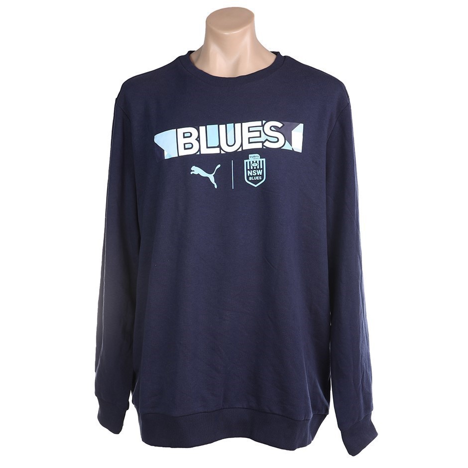 PUMA Men's NSW Blues Wording Sweatshirt, Size L, Cotton/Elastane, Peacoat.