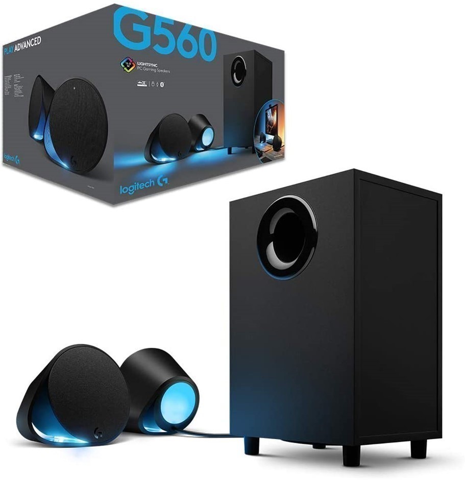 LOGITECH 4125431 Lightsync PC Gaming Speakers G560, Black, 44 x 37.5 x 30 c