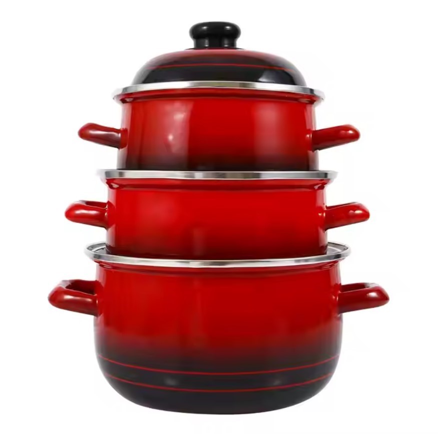 RANI 771EDBL 16/18/20CM Enamel Cooking Pot Household Cookware Set, Reusable