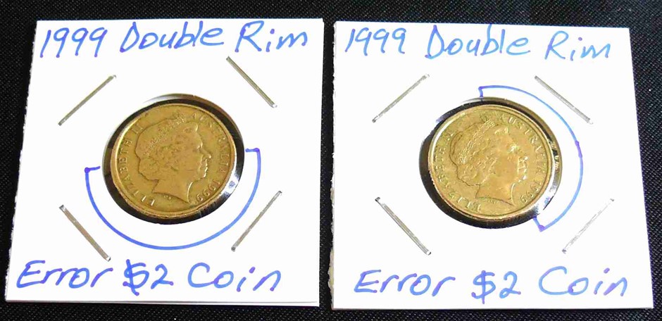 2x Error 1999 Double Rim $2 Coins. Auction (0025-2565255) | Grays Australia