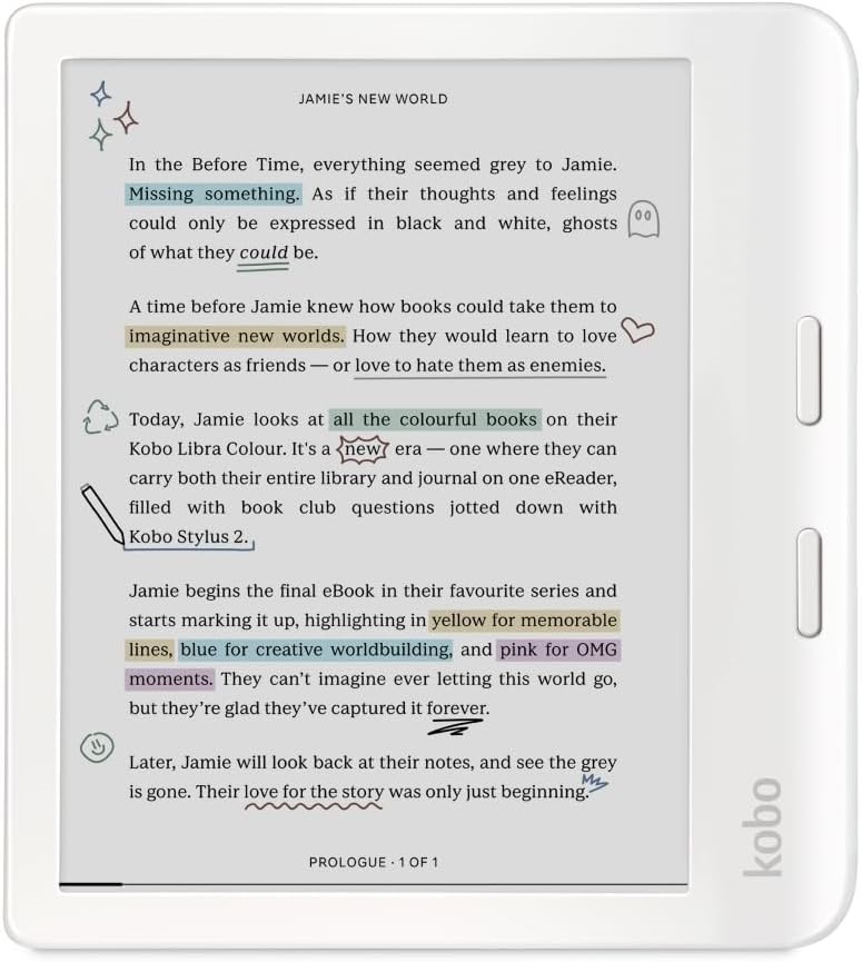 KOBO Libra Colour E-Book Reader, White Buyers Note - Discount Freight