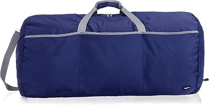 AMAZON BASICS Large Duffel Bag, Navy Blue, Nylon Construction, 82.5 x 43.2