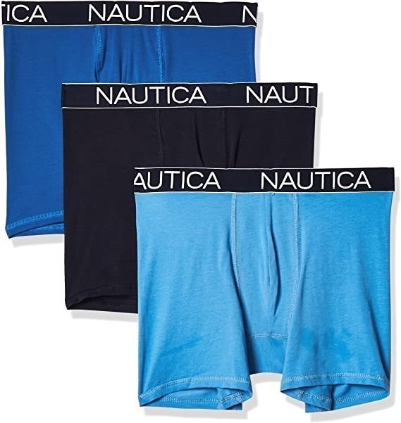 2 x NAUTICA Men's 3pk Trunks, Size S, Cotton/Elastane, Peacoat/Sea Cobalt/A