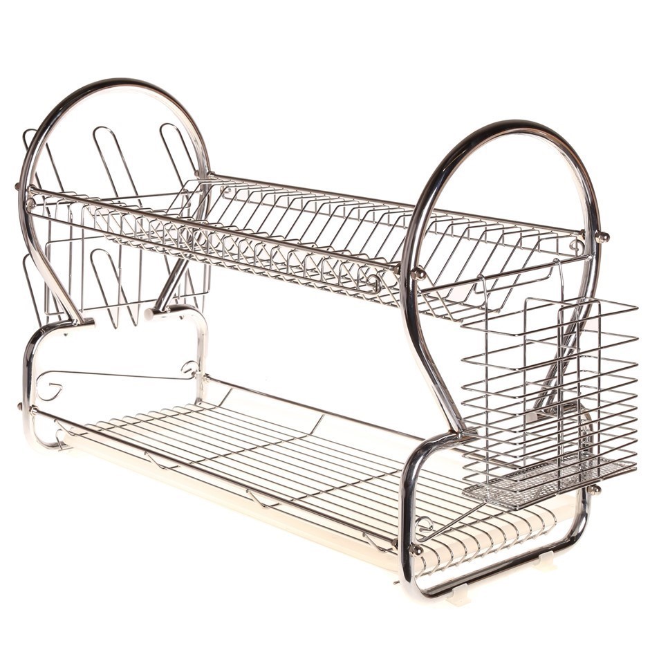 MAINONE 2-Layer Steel Dish Rack, Size: L68xW247xH392mm. Chrome Plated.