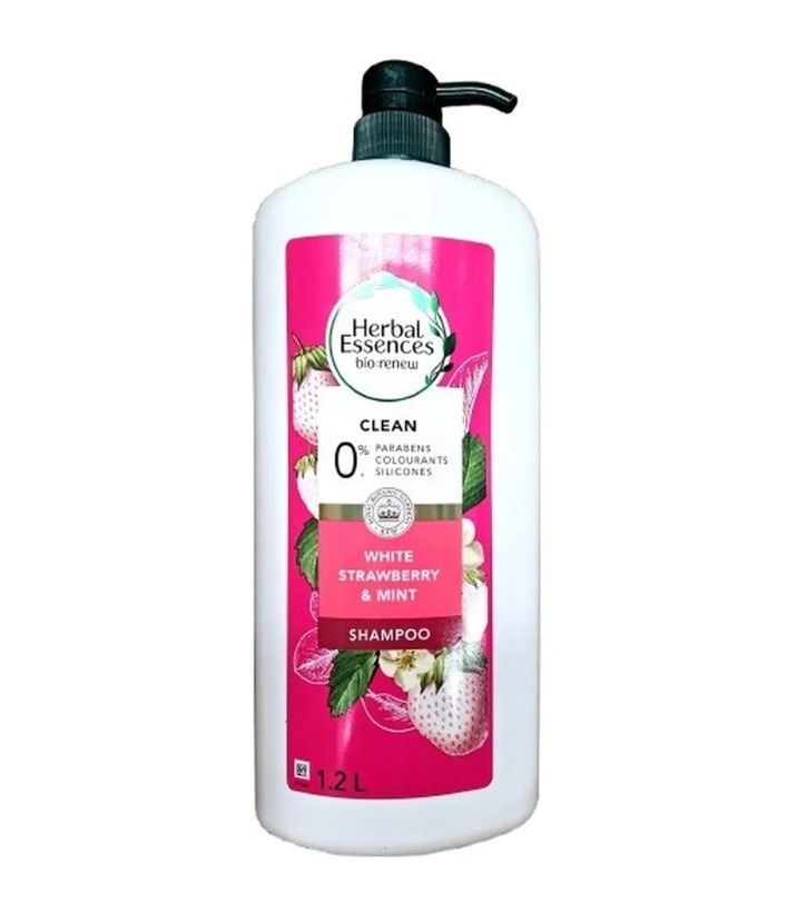 2 x HERBAL ESSENCES White Strawberry & Mint, Shampoo, 1.2L. N.B: Damaged pu