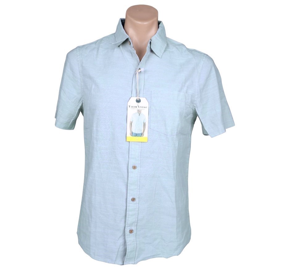 TAILOR VINTAGE Men's Airotec S/S Shirt, Size 2XL, 98% Cotton, Infinity Blue