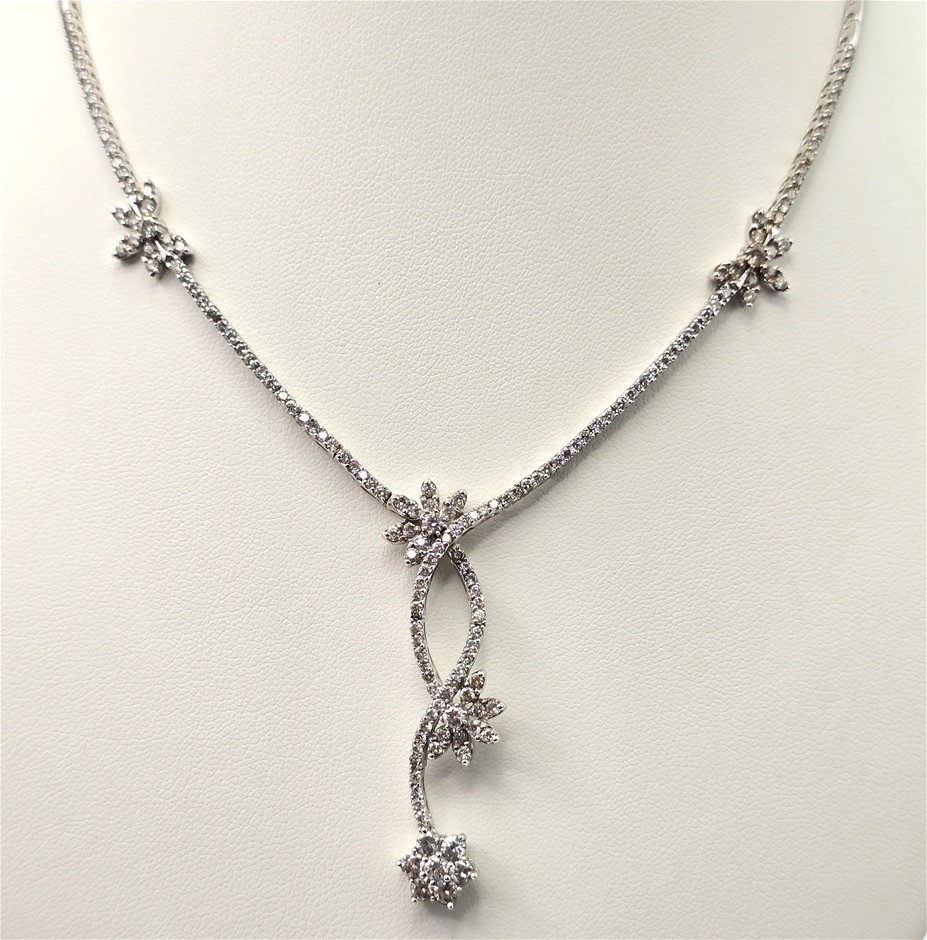 No Reserve $17k Insurance Valuation 2.22ct Diamond Necklace